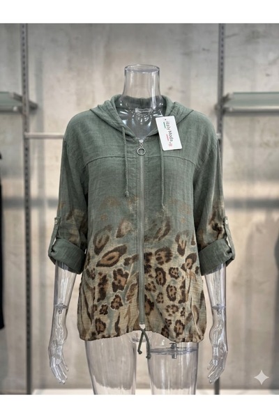 madameboutique İthal Ham Keten Kapüşonlu Ceket