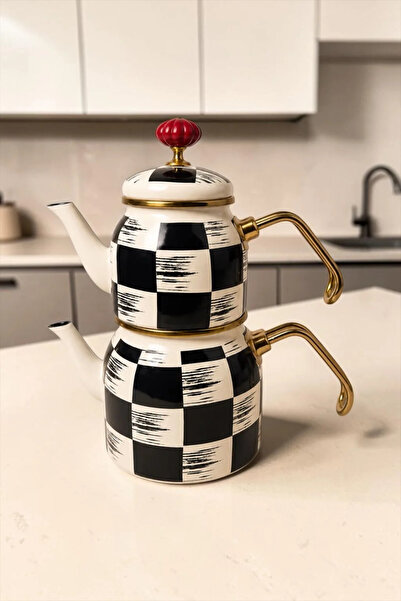 Bereketli Store Acar Kitchen Beyond Emaye Qualita King Dama Patterned Small T...