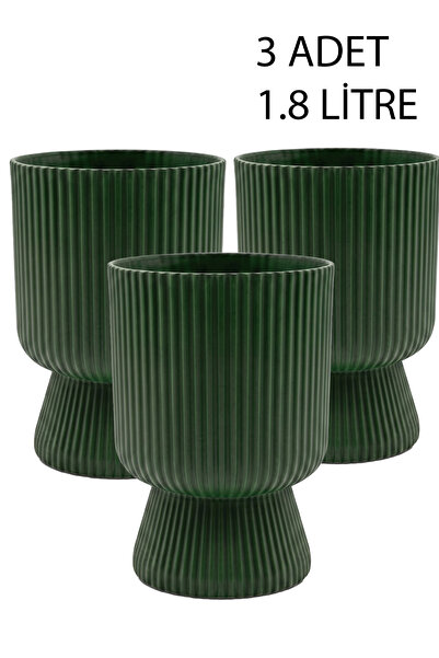 TEMMUZ HOME 3 Adet Lotus Saksı Seti 1.8 Litre Ayaklı Saksı - 19.5 cm X 14 cm ...