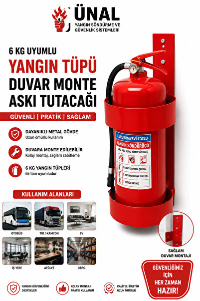 ünalgrup 6 Kg Yangın Tüpü Askı Aparatı Duvar Montajlı Metal Yangın Söndürme T...