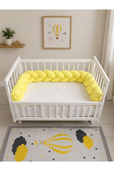 Baby Clime 260 cm Knitted Crib Protector 3-Sided Knitted Protection - Crib Edge Protector