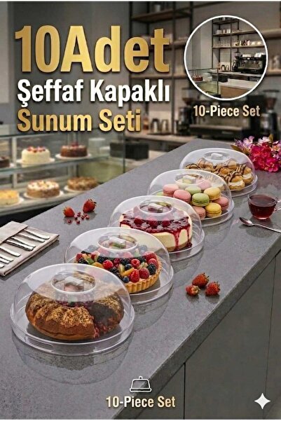 Housedec Kek Fanusu Şık Kek Pasta Sunum Standı Tepsi Fanus Kristal Çok Amaçlı...