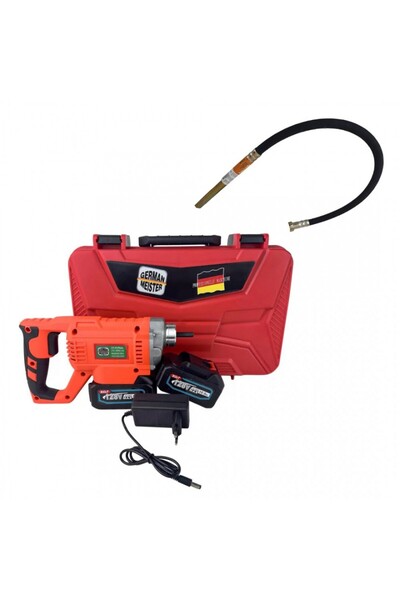 German Meister Vibrator pentru beton 128V 10Ah cu 2 acumulatori, lance de 35m...