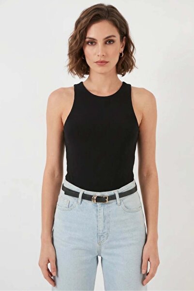 Generic Brand Women's Halter Neck Black Bodysuit