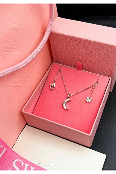 Generic Charming Crystal-Embellished Silver Moon Necklace