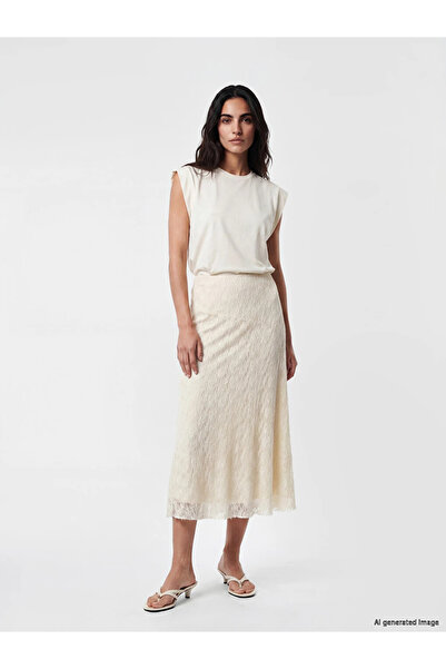 LC Waikiki White Lace Detailed A-Line Skirt