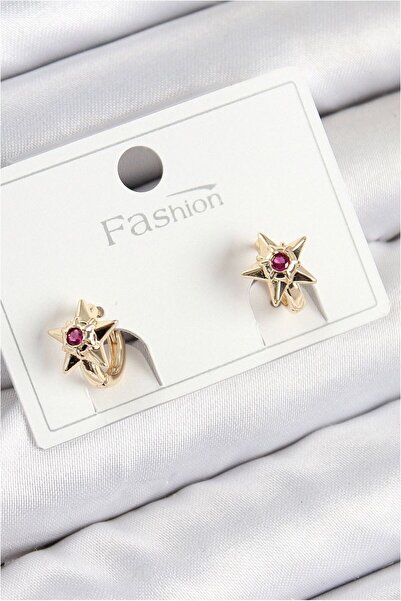 Generic Brand Brass Zircon Stone Star Model Gold Color Children's Earrings