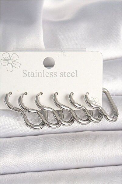 Generic Brand 316L Steel Silver Color Heart Model Women's Earring Set