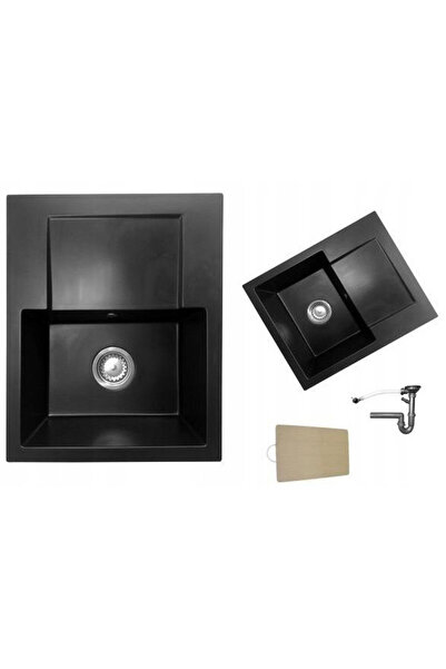 Granitan Chiuveta bucatarie, Granitan, Granit, Sifon manual, 574 x 464 mm, Negru