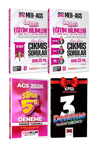 İndeks Akademi MEB-AGS 2026 Eğitim Bilimleri Çıkmış Sorular Son 15 Yıl+ Yedii...