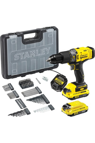 Stanley Fatmax® V20 18V 2.0AH Çift Akülü Darbeli Matkap + 85 Parça Set