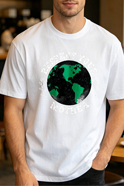 Fleck Casual Style T Shirts For Men Earth Globe Design With Respect Your Moth...