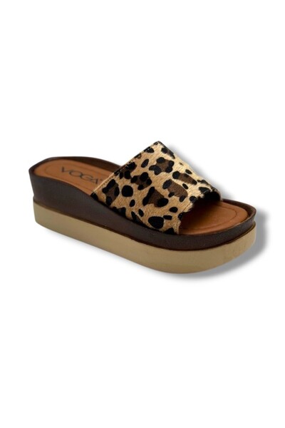 Voga 2500-272 Leopard Patterned Anatomical Padded Sole Women's Slippers