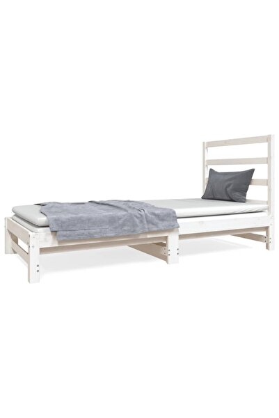 vidaxl Pat de zi extensibil, alb, 2x(90x190) cm, lemn masiv de pin
