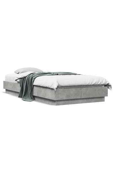 vidaxl Cadru de pat, gri beton, 90x200 cm, lemn prelucrat