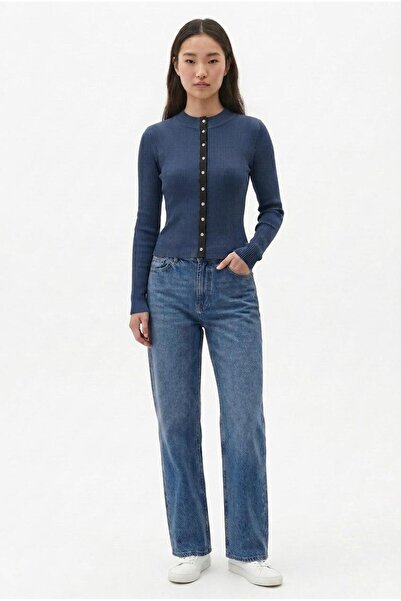 MC Company Women's Navy Blue Slim Fit Cotton Lycra Fabric Buttoned Long Sleev...