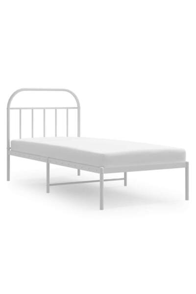 vidaxl Cadru pat metalic cu tăblie, alb, 90x200 cm