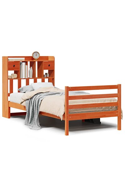 vidaxl Pat bibliotecă fără saltea maro ceruit 75x190 cm lemn masiv pin