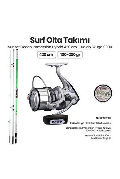 Sunset Ocean Immersion Hybrid 420 MN Surf Kamışı - Kaido Skuga 9000 Surf Set 32