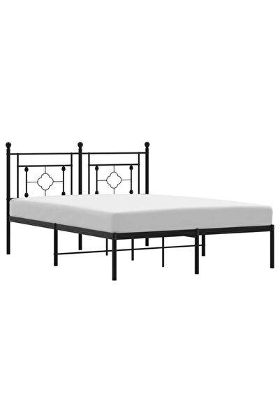 vidaxl Cadru de pat metalic cu tăblie, negru, 135x190 cm
