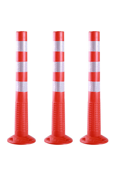 Lawazim Pro7 75cm Traffic Safety Pole Set of 3 - Reflective Impact-Resistant ...
