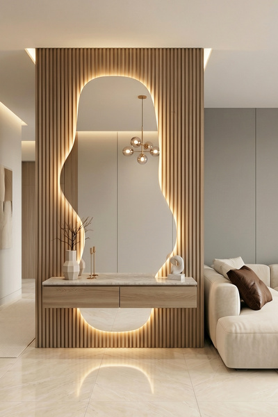Mirror Home Decor Art LED Aydınlatmalı Organik Tasarım Duvar Aynası – Modern ...