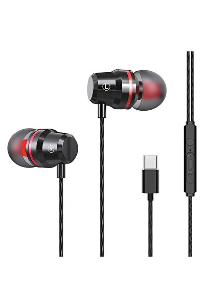 Z Store Căști handsfree Negru Roșu Tip C Volum reglabil