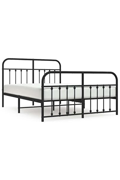 vidaxl Cadru pat metalic cu tăblie de cap/picioare, negru, 135x190 cm