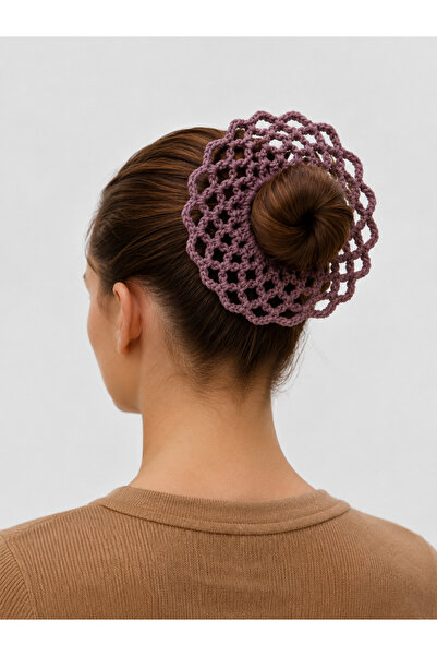 BELLEVIE Coffee Color Hand Knitted Hairnet – Elegant and Stylish Bun Accessory
