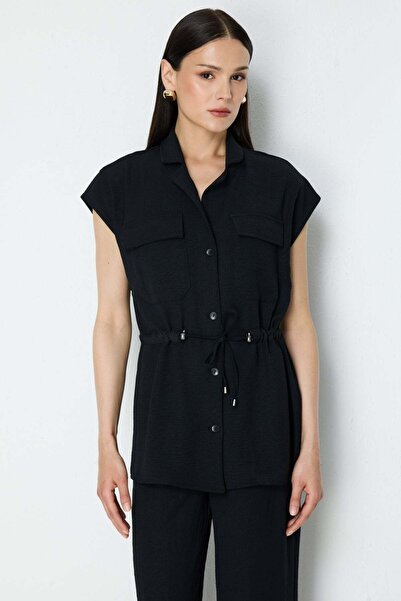Generic Brand Beli Lace-Up Vest with Flap Pockets