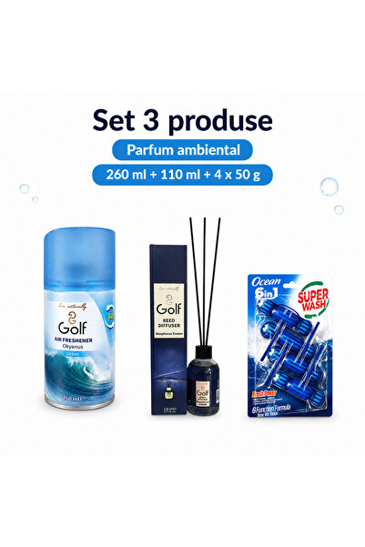Golf Set 3 Produse pentru Casă și Baie, Spray Ocean 260 ml, Reed Bosphorus Dr...