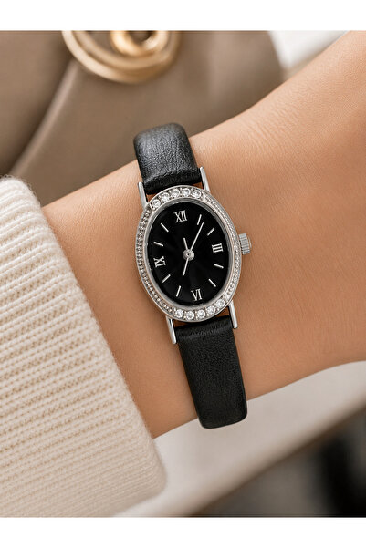 Weluxa Minimal Women's Wristwatch with Leather Strap, Black Color, Elegant, D...