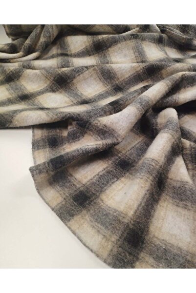 Kumaş Parça Gray Black Mink Plaid Patterned Knitted Fabric Soft for Cardigans...