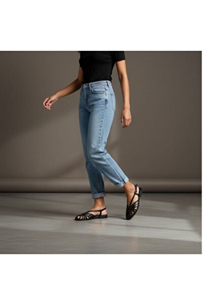 NE&VE SHOES Black Satin Piping Women's Casual Sandals