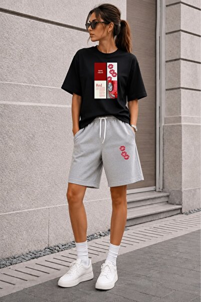 orwen life est. 2022 Set de tricou și pantaloni scurți oversize cu imprimeu p...