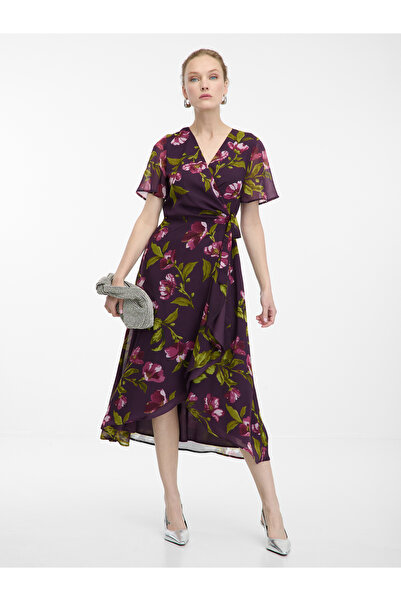 ORSAY Rochie midi de damă mov cu imprimeu floral
