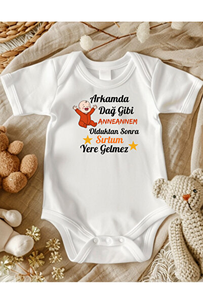 lupi My Grandma Is Like a Mountain Behind Me Written Baby Bodysuit