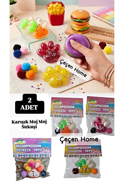 ÇEÇEN HOME (2 Pieces) Mixed Figure Sukuşi Stress Toy, Soft Gel Squishy Elasti...