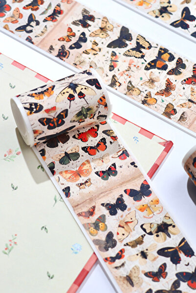 Hume Craft 2 Meters Butterfly Patterned Washi Tape / Washitape / Bullet Journ...