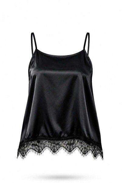 5in1Canpolat Black Lace Strap Blouse 18407