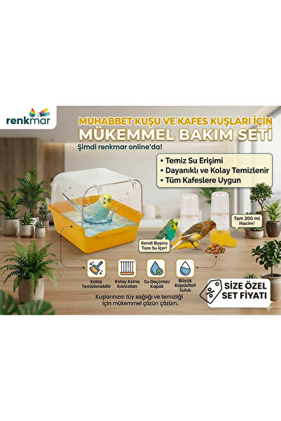 renkmar Sarı banyoluk ve sarı duble suluk 200ml muhabbet kanarya ispinoz vb k...