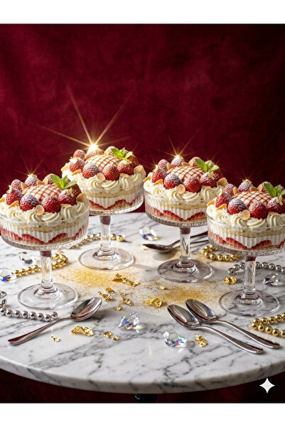 çukurova home 6-Piece Crystal Striped Glass Footed Ice Cream Bowl - Elegant D...