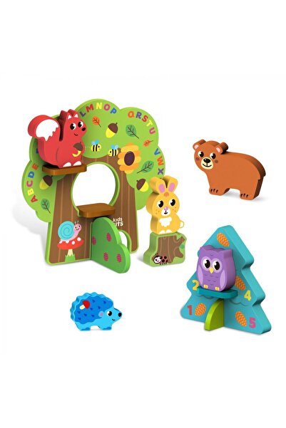 Kids Hits Set de jucării din lemn cu animale de pădure