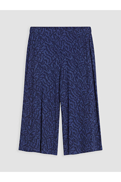 LC Waikiki Navy Blue Patterned Women's Capri with Elastic Waist