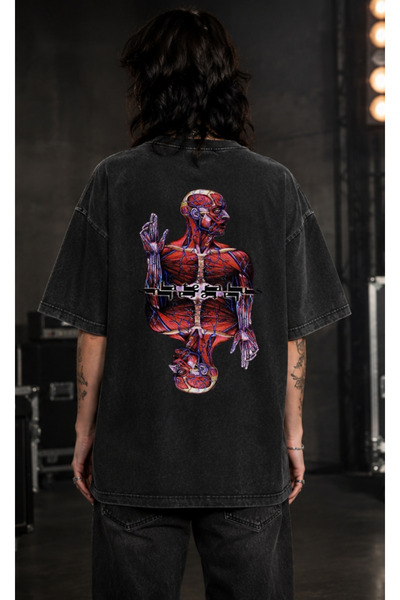 OPPPSSS Tool Washed Oversize T-Shirt with Front and Back Print Progressive Me...