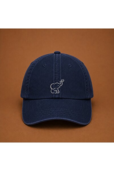 WeavedCo Minimalist Elephant Figured Embroidered Vintage Washed Cap Hat