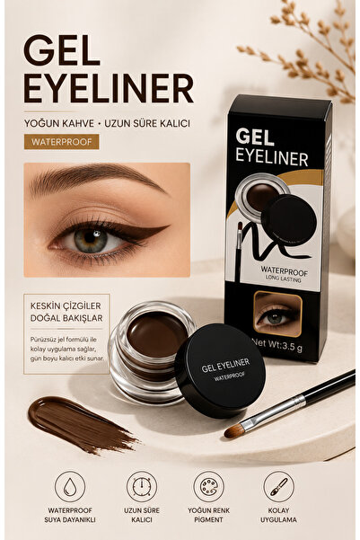 MAQYA KOZMETİK Brown Gel Eyeliner Waterproof Long-Lasting Intense High Pigmen...