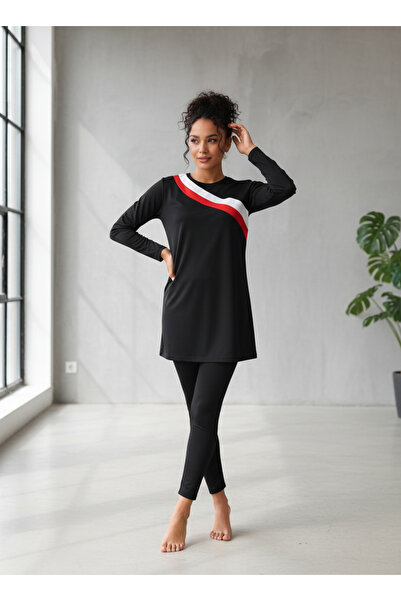 ship master Women's 3-Piece Quick-Dry Long Sleeve Hijab Swimsuit Tunic Leggin...