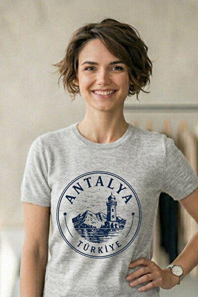 Baran Işık Minimalist White T-Shirt with Antalya Lighthouse Design
