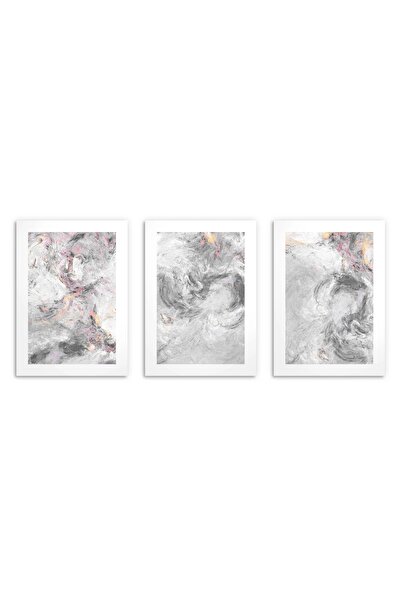 Naklejkomania Postere pentru perete in living sau dormitor, Gri 3x 30x40 cm